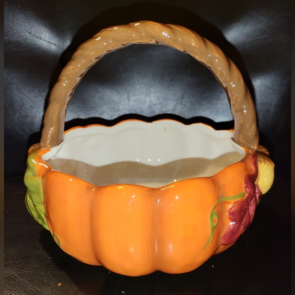 Harvest Ceramic Pumpkin Basket
